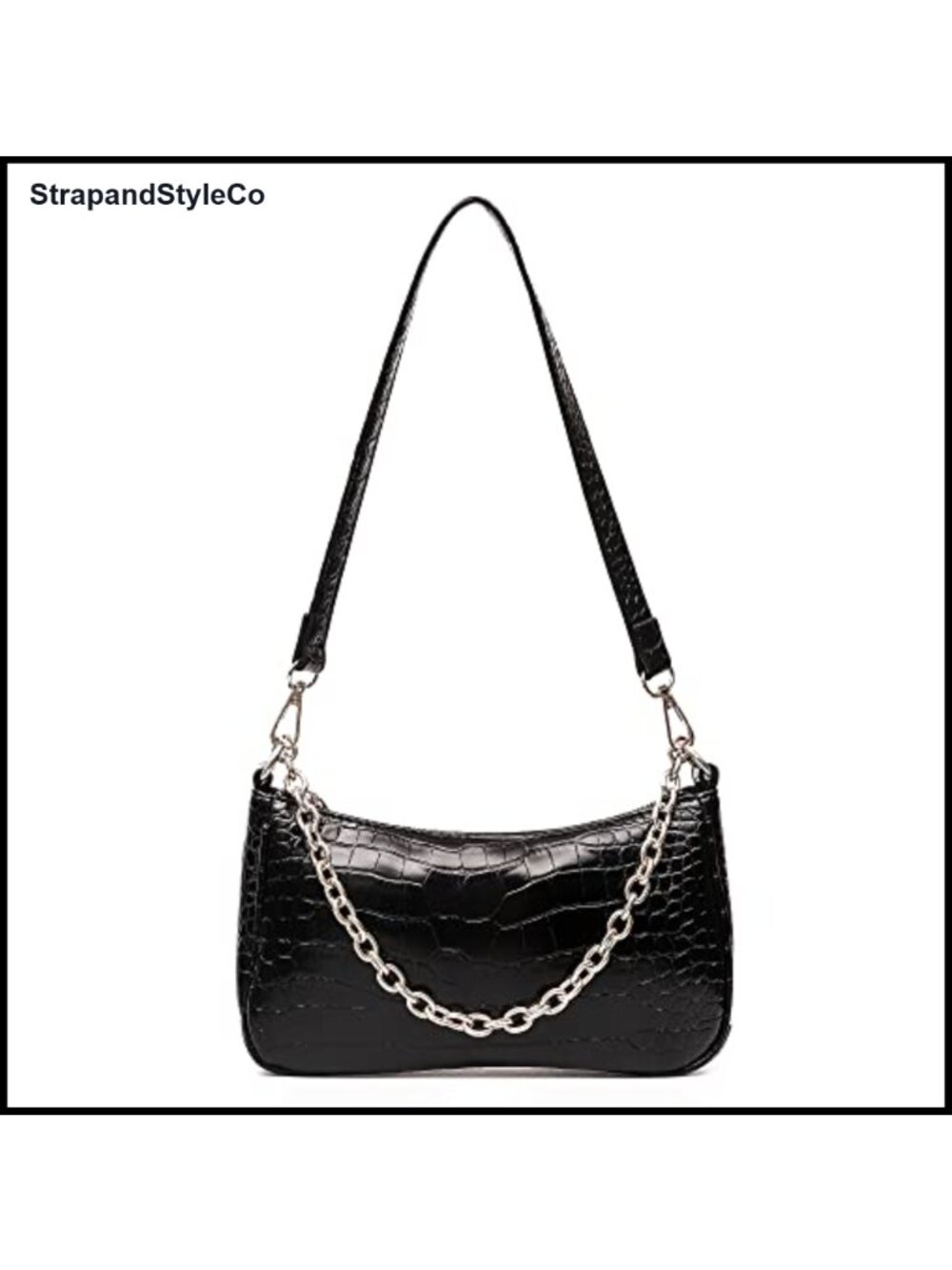 Crocodile Pattern Small Leather Crossbody Shoulder Bag Zip Clutch